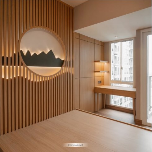 Desain Interior Apartemen Tokyo Riverside Aksen Minimalis 